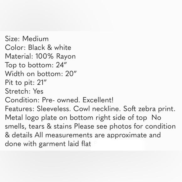 087 - MICHAEL Michael Kors Black White Cowl Sleeveless Top M - Picture 7 of 7